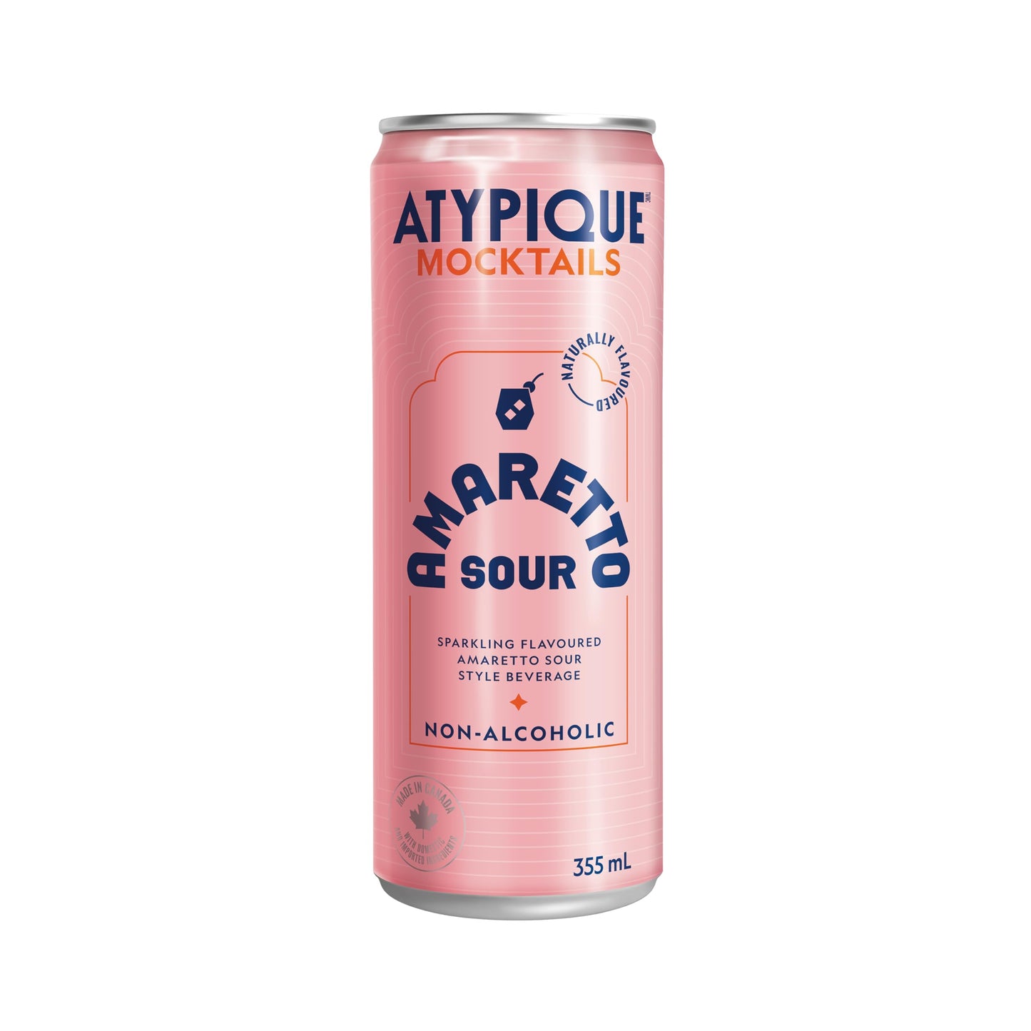 ATYPIQUE Mocktails Non-Alcoholic Cocktail, Amaretto Sour, 355 mL, 12-Count 🍁 All In One Marketplace Canada