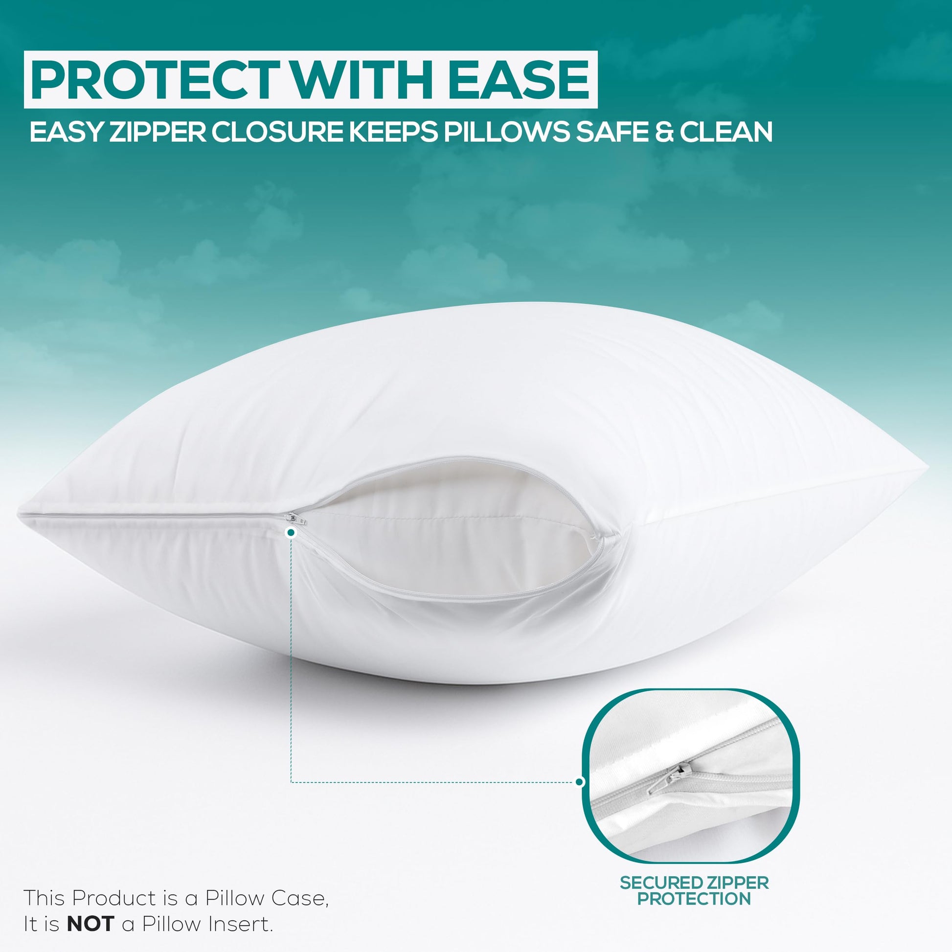 Utopia Bedding Set of 4 Waterproof Pillow Protectors with Zipper Standard Size (White), Ultra Soft Pillow Covers, Bed Bug and Dust Mite Proof Pillow Encasements, Moisture Wicking Pillow Cases