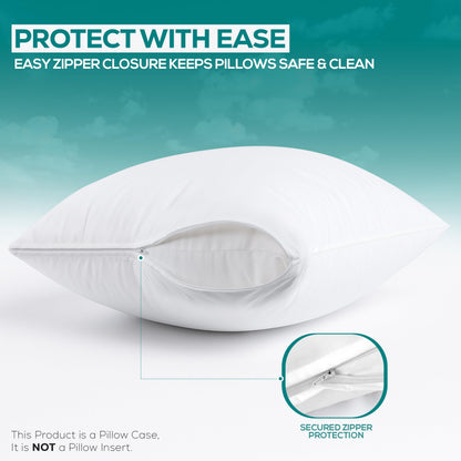 Utopia Bedding Set of 4 Waterproof Pillow Protectors with Zipper Standard Size (White), Ultra Soft Pillow Covers, Bed Bug and Dust Mite Proof Pillow Encasements, Moisture Wicking Pillow Cases