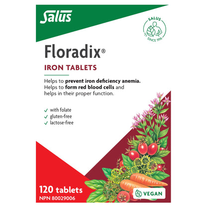 Salus Floradix Iron and Vitamins Tablets | Herbal Iron Supplement for Women, Men, and Children | Vegetarian, Gluten-Free, Yeast-Free & Non-GMO (120 Tablets)