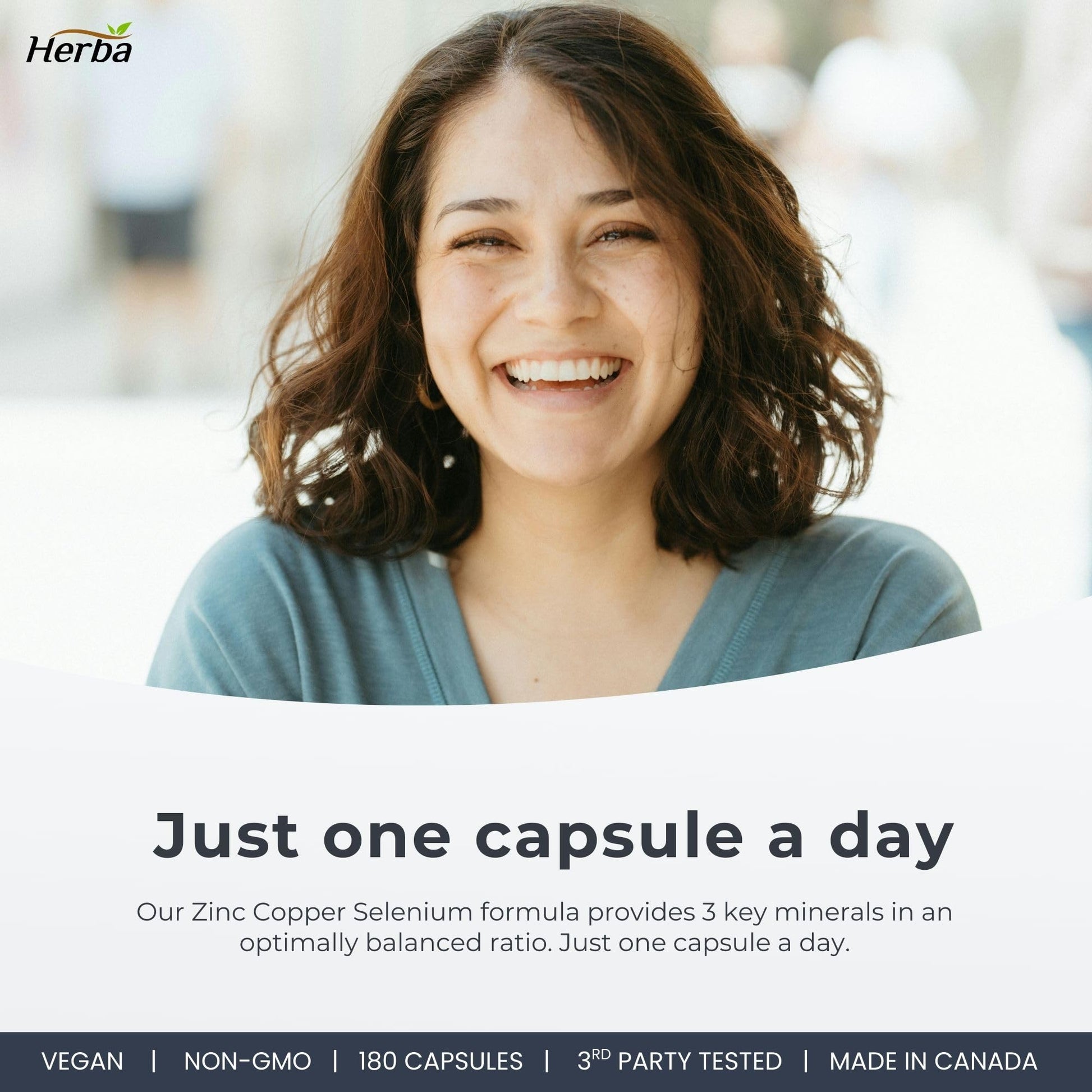 Herba Zinc Picolinate 25mg with Copper and Selenium - 180 Capsules | 3 in 1 Mineral Supplement | Selenium Zinc Copper Supplement | 6 Months Supply | Immune Support | Made in Canada - Available at All In One Marketplace Canada