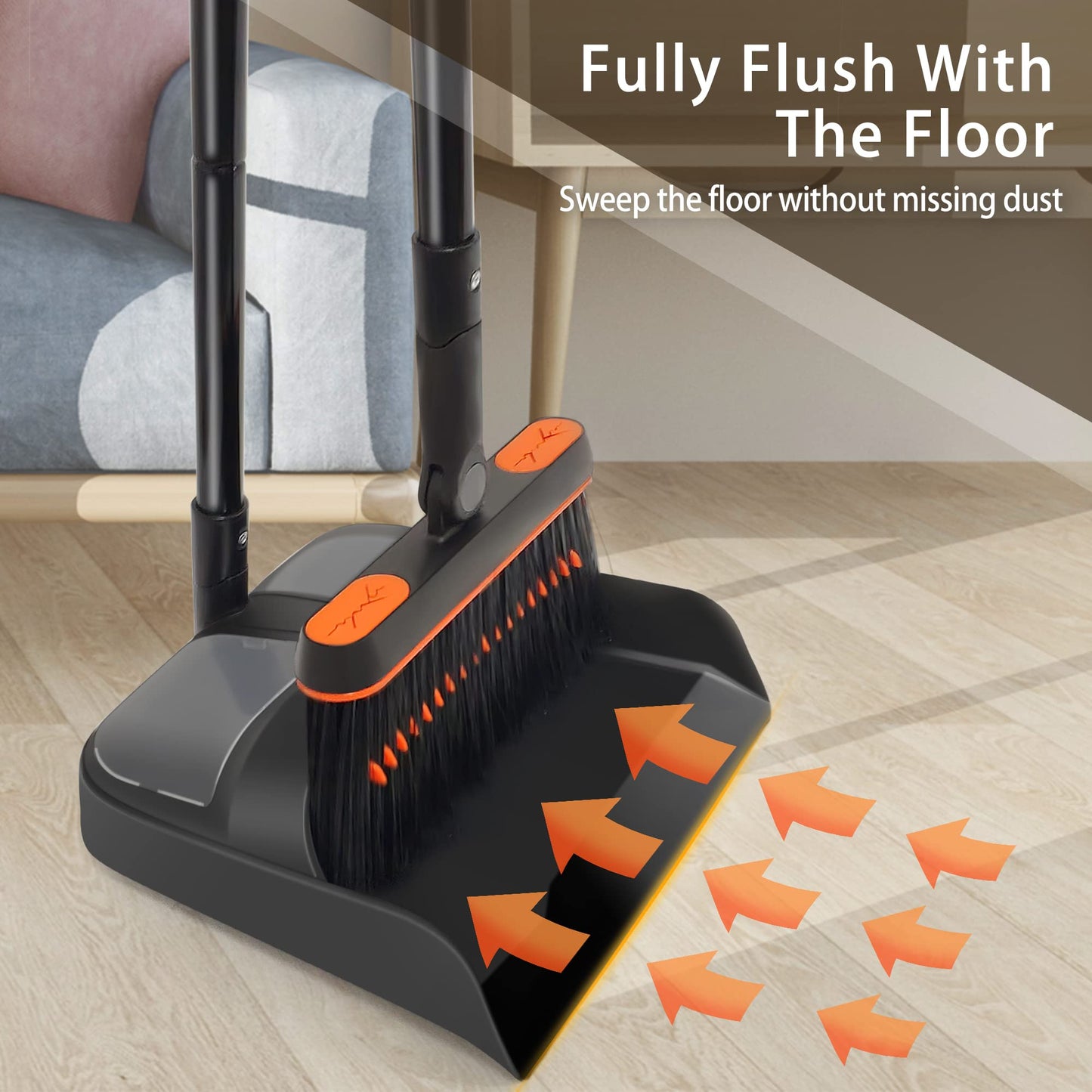 JEHONN Broom and Dustpan Set for Home, Long Handle Lightweight 180 Degree Rotating Broom Set Indoor, Upright Standing Dust Pan with Comb Teeth, Store Sweep Set for Room Kitchen Office Lobby - Available at All In One Marketplace Canada