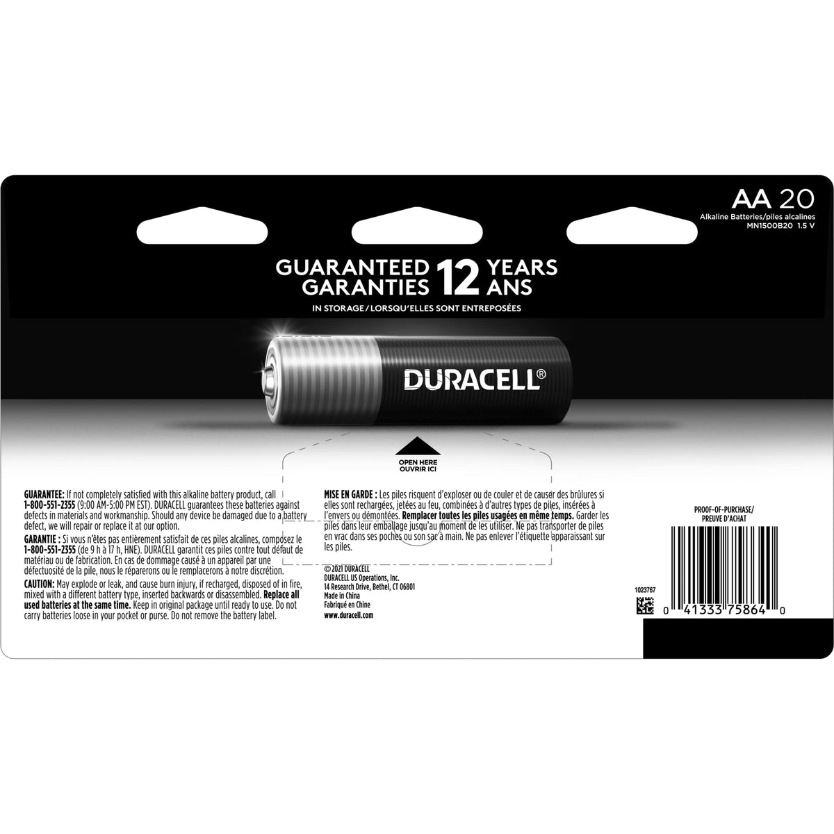 Duracell Coppertop AA Batteries, 20 Count, 12-Year Shelf Life, Long-Lasting