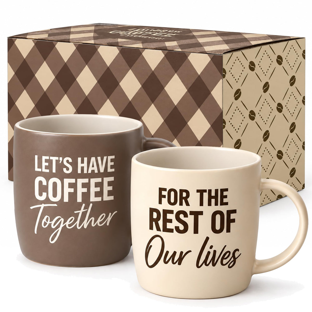 Triple Gifffted Lets Have Coffee Together Mug Set for Couples 380ml Ceramic 🍁 All In One Marketplace Canada