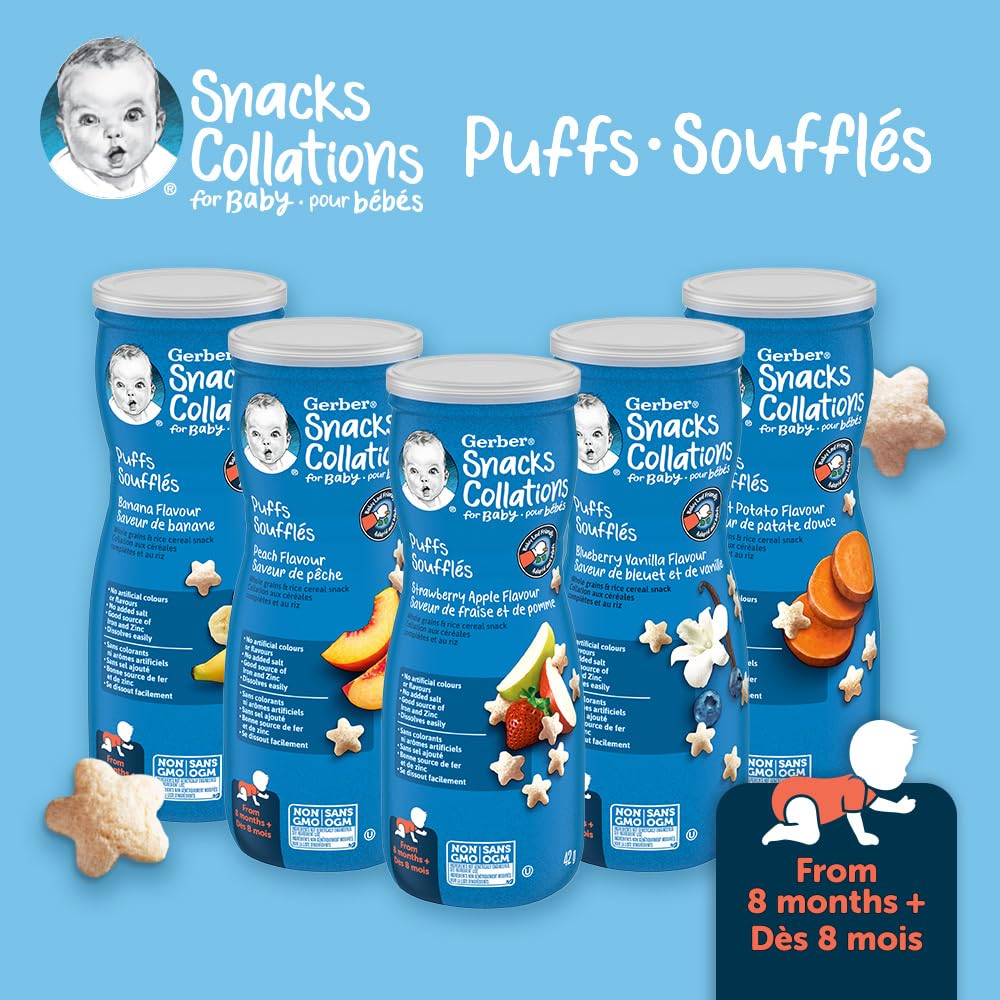 GERBER Puffs Sweet Potato Baby Snacks, 6 Tubs, 252 g 🍁 All In One Marketplace Canada