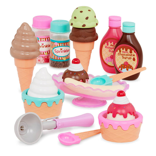 Battat Ice Cream Play Set, Sweet Treats Parlour, 21-Piece Toy Food Playset