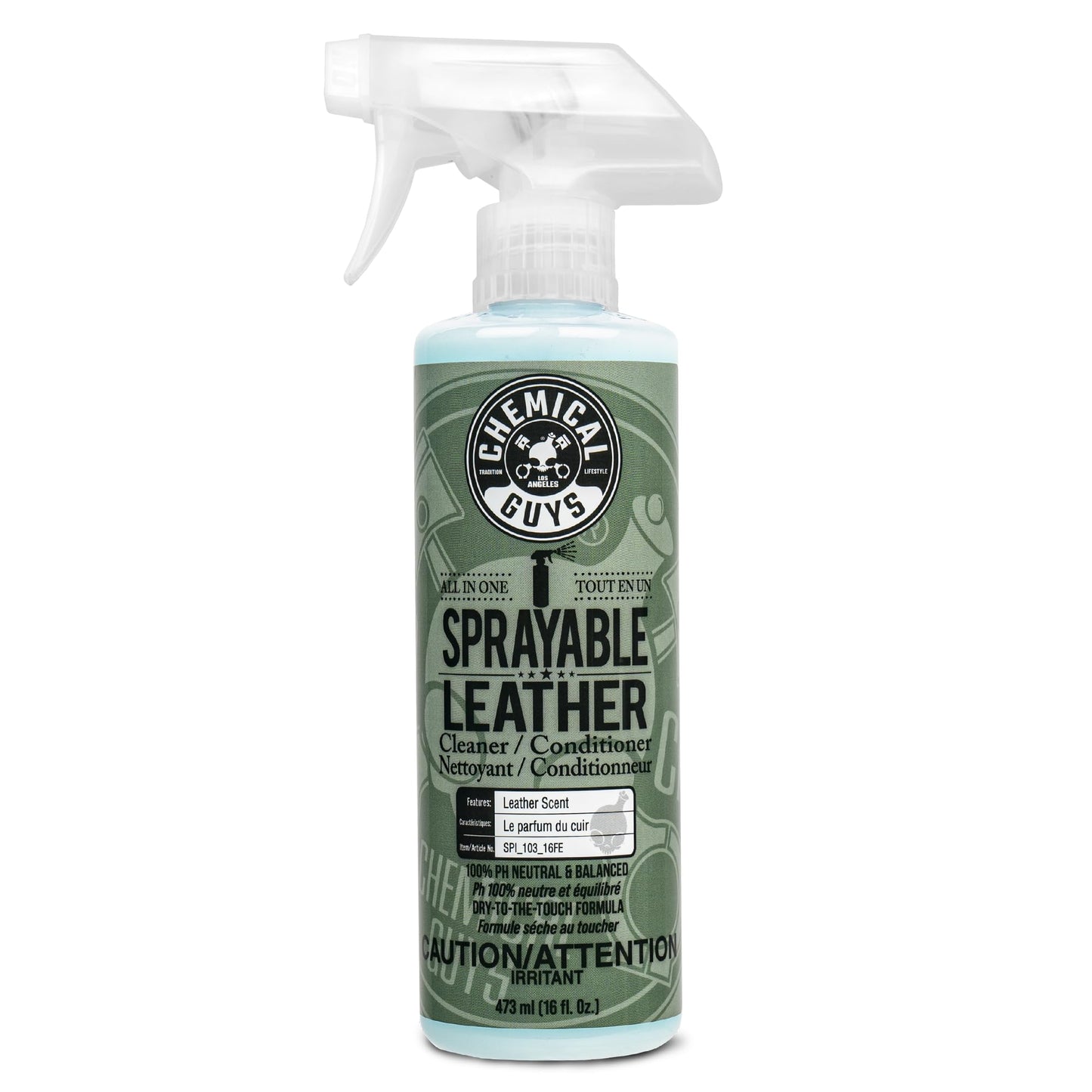 Chemical Guys Sprayable Leather Cleaner and Conditioner in One for Car Interiors, Apparel, and More (Works on Natural, Synthetic, Pleather, and More) Leather Scent, 473 ml Chemical Guys