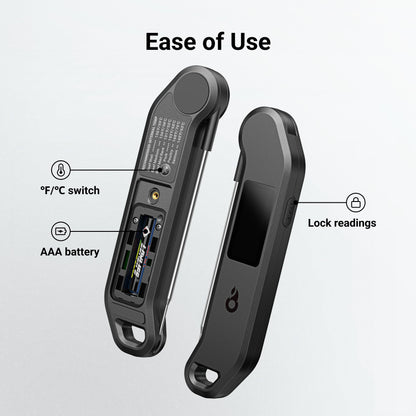Professional Digital Meat Thermometer, 1 Sec Instant Read, ±0.5℉ Accuracy NIST&NSF Certified Food Thermometer, Auto-Rotate Bright LED Screen, Highly Waterproof Cooking Thermometer for Grill BBQ, Black ThermoMaven