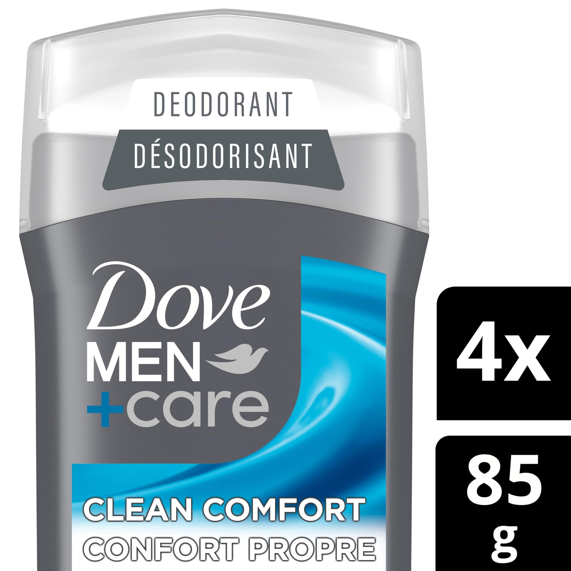 Dove Men+Care Deodorant Stick aluminum-free deodorant formula for 72H protection Clean Comfort with ¼ moisturizing cream, 85g (Pack of 4)