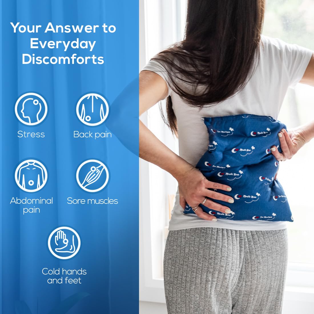 The Original Magic Bag X-Large Heating Compression, Hot/Cold Therapy for Back and Shoulder Pain Relief, Cordless Hot Cold Compress, 29 x 29 cm (11.5" x 11.5") Magic Bag