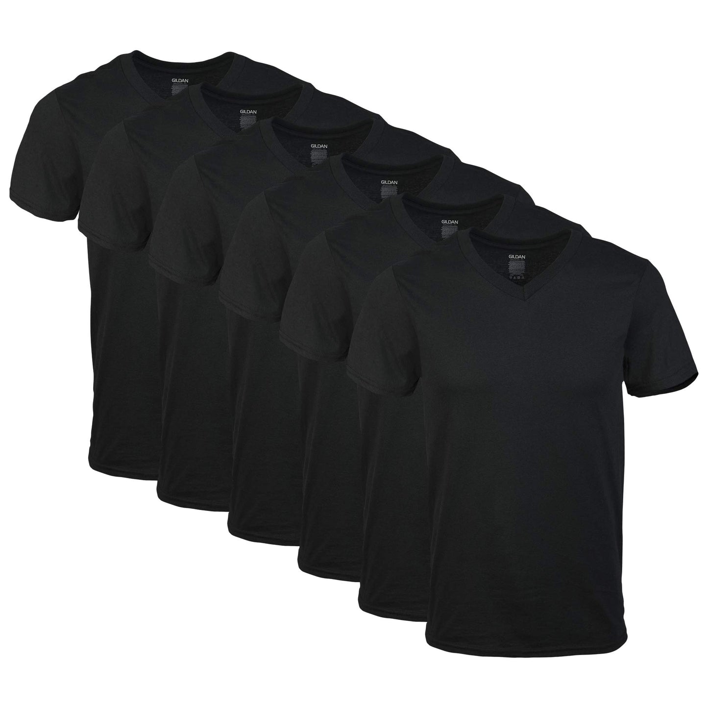 Gildan Men's V-Neck T-Shirts, Multipack, Black (6-Pack), Large 🍁 All In One Marketplace Canada