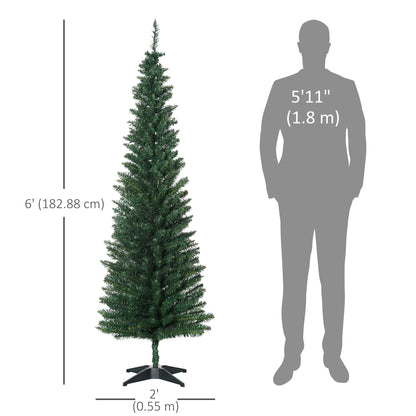 HOMCOM 6' Pencil Christmas Tree Slim Artificial Xmas Tree Green 🍁 All In One Marketplace Canada
