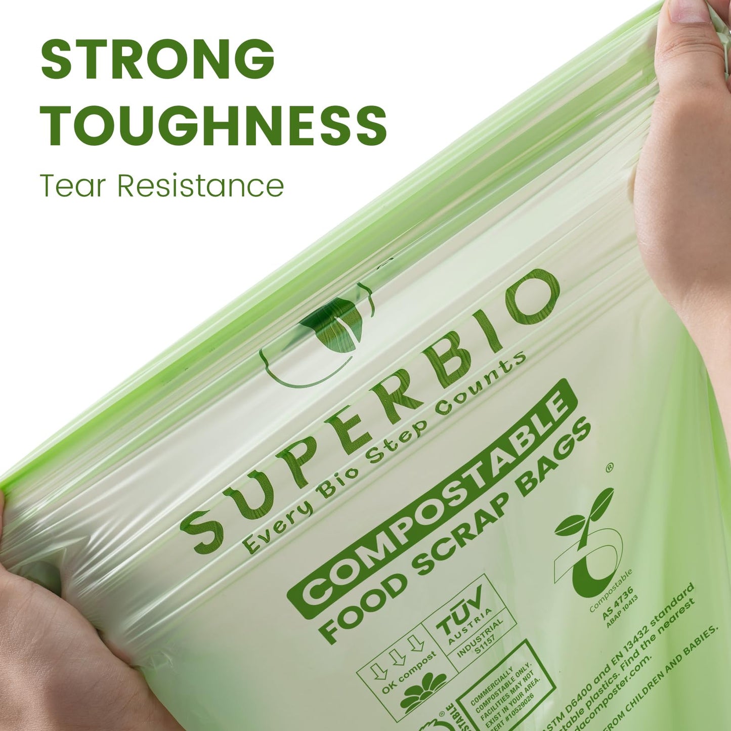 SUPERBIO Compostable Food Scrap Bags, 6L, Small Compost Bags for Counter Top Compost Bin, 50 Count, BPI & OK compost INDUSTRIAL Certified - Available at All In One Marketplace Canada