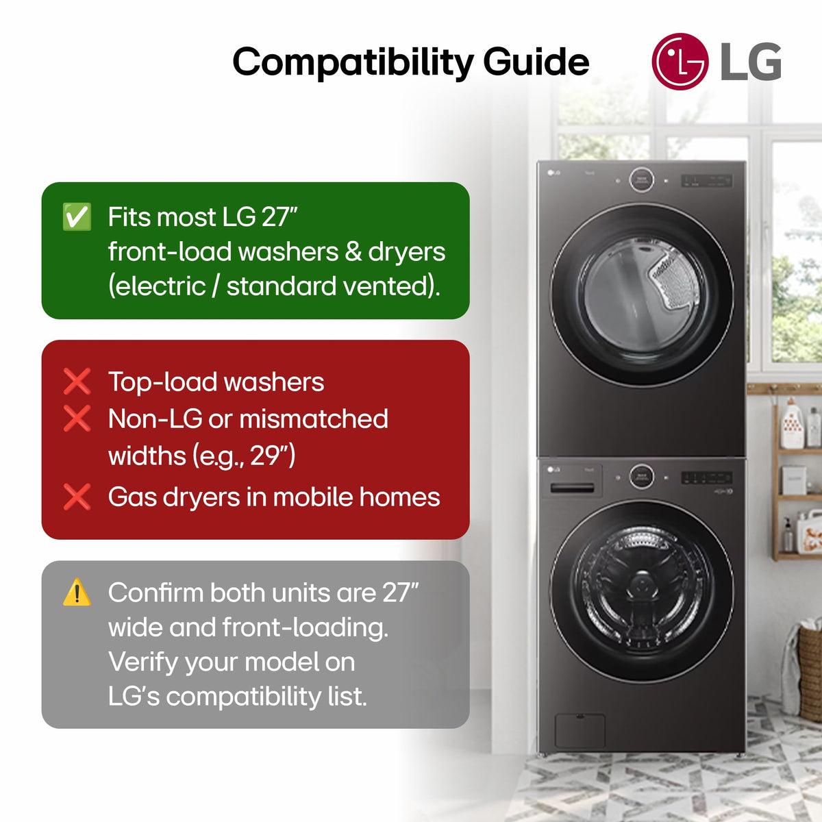 LG KSTK4 Genuine Washer & Dryer Stacking Kit (27") by LG Canada