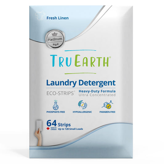 Tru Earth Platinum - Heavy Duty Laundry Detergent Sheets - Up to 128 Loads (64 Sheets), Fresh Linen Scent - Ultra-Concentrated - Eco-Friendly Laundry Sheets
