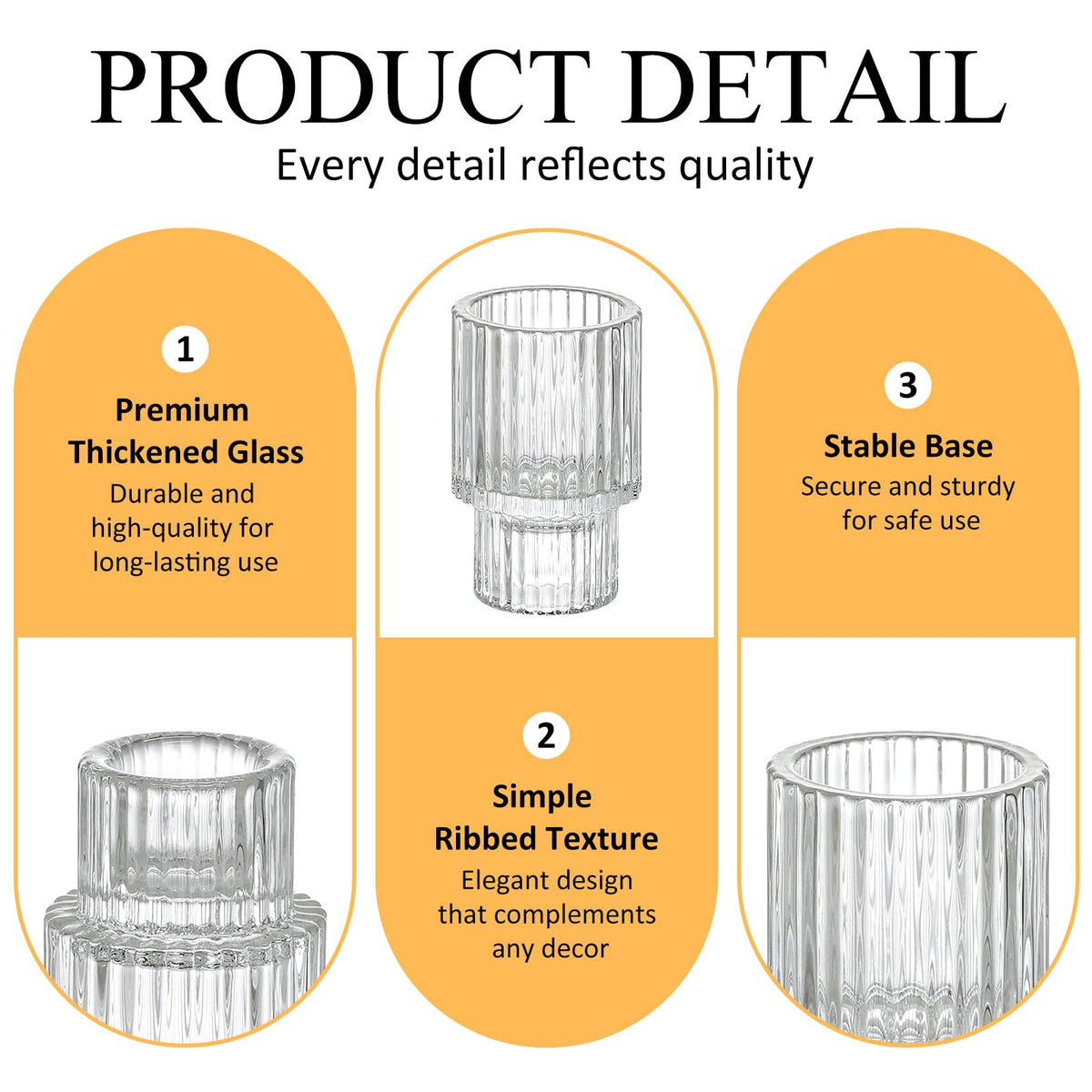 Turvono 12 Pack Ribbed Clear Glass Candle Holders for Table Centerpieces 🍁 All In One Marketplace Canada