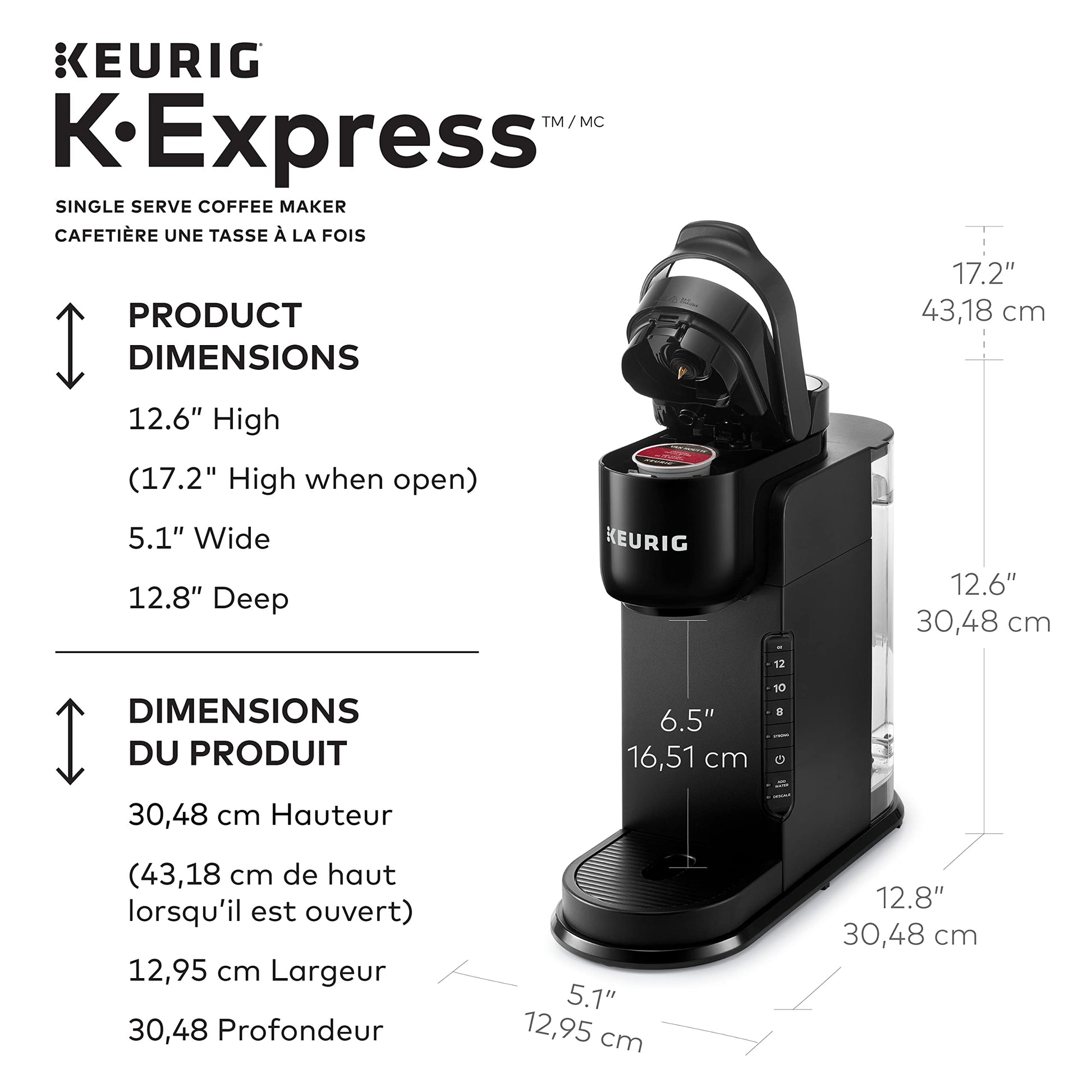 Keurig K-Express Single Serve K-Cup Pod Coffee Maker in Black with Removable Water Tank and Strong Brew Option
