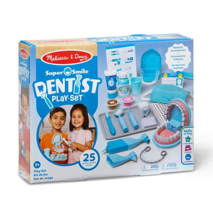 Melissa & Doug Super Smile Dentist Kit with Pretend Play Set of Teeth and Dental Accessories (25 Toy Pieces) Pretend Dentist Play Set, for Kids Ages 3+ Melissa & Doug