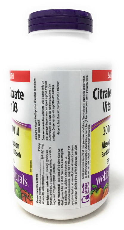 webber natural Calcium Citrate (350 Tablets), 350 Count - Available at All In One Marketplace Canada