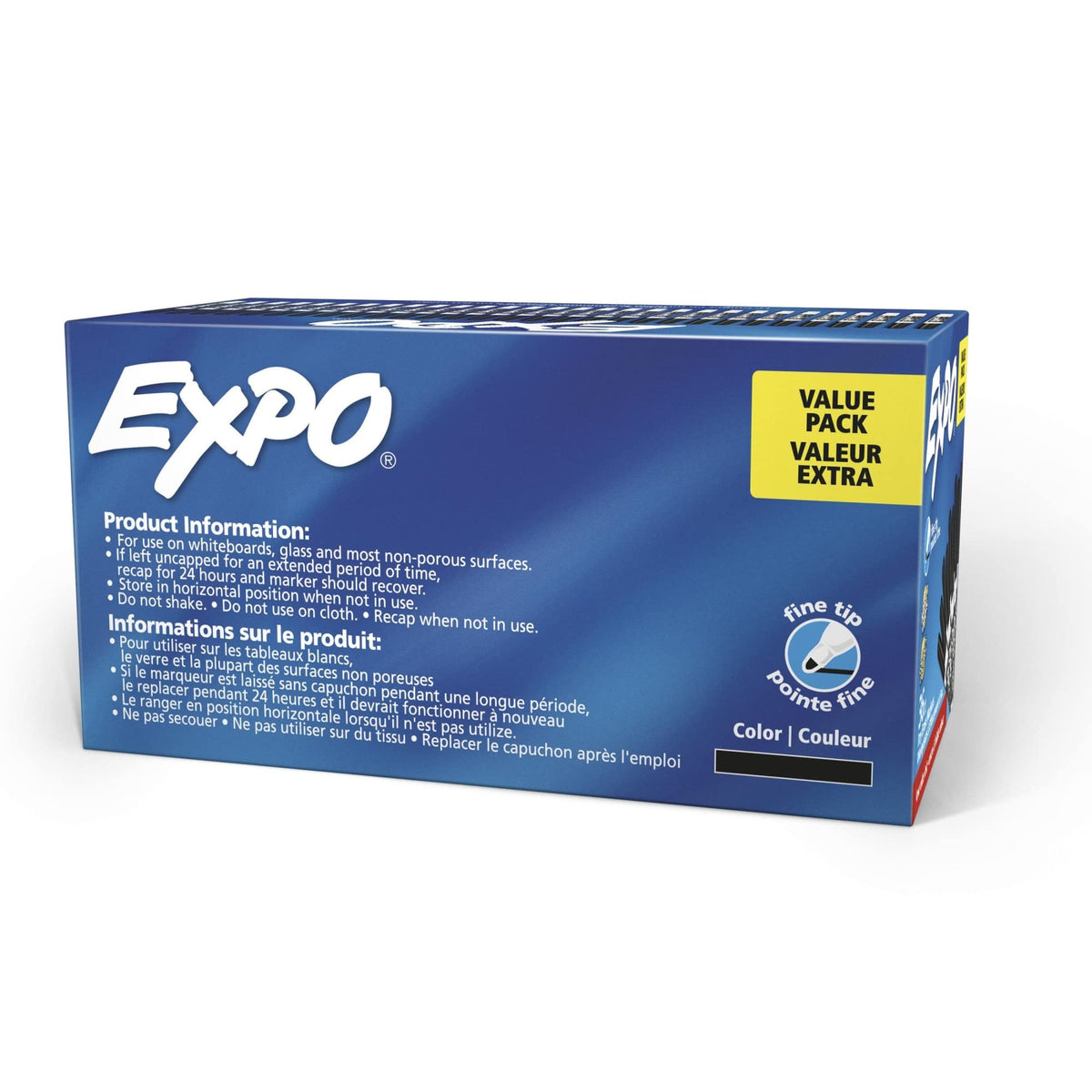 EXPO Dry Erase Markers, Low Odour Ink, Black, Fine Tip, 36 Count