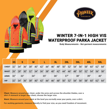 Pioneer Hi Vis Winter Work Jacket for Men - 7-in-1 - For Construction 🍁 All In One Marketplace Canada