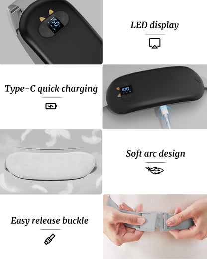 Portable Electric Heating Pad for Cramps, Upgraded Cordless Period Fast Heat Pad for Back Menstrual Belt 6 Heat 6 Vibration Modes Gifts for Women Girl Her Girlfriend Christmas Stocking Stuffer Black 🍁 All In One Marketplace Canada