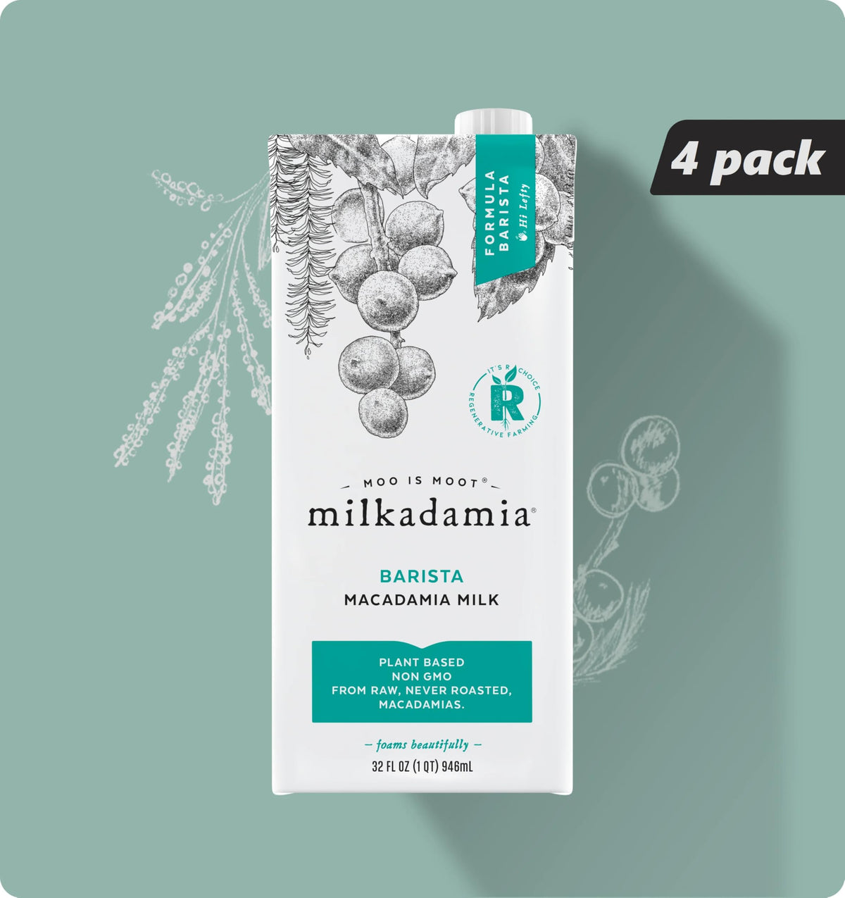 Milkadamia Latte Da Barista Macadamia Milk 32oz (Pack of 4)