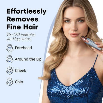 VG VOGCREST Eyebrow Facial Trimmer: 2 in1 Rechargeable Facial Hair Removal and Eyebrow Shaver - Face Lips Body Painless Facial Razor with Built-in LED Light (Sky Blue)