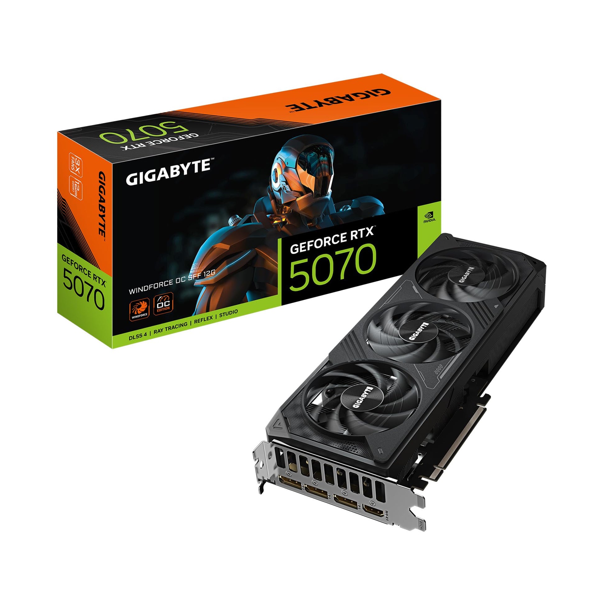 GIGABYTE GeForce RTX 5070 WINDFORCE OC SFF 12G Graphics Card, 12GB 192-bit GDDR7, PCIe 5.0, WINDFORCE Cooling System, GV-N5070WF3OC-12GD Video Card GIGABYTE