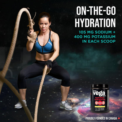Vega Sport Hydration Electrolyte Powder, Plant Based for Fast Post Workout Hydration – Sugar-Free Lemon Lime, 40 Servings, 168 grams - Available at All In One Marketplace Canada