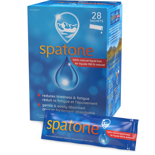 Spatone 100% Natural Liquid Iron Supplement, Original Flavour, Vegan, Reduces Tiredness & Fatigue, 28 Sachets x 25 mL, 700.0 ml (Pack of 1) - Available at All In One Marketplace Canada
