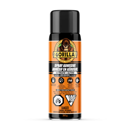 Gorilla Ultimate Multi Surface Spray Adhesive, Heavy Duty Bond, 345g