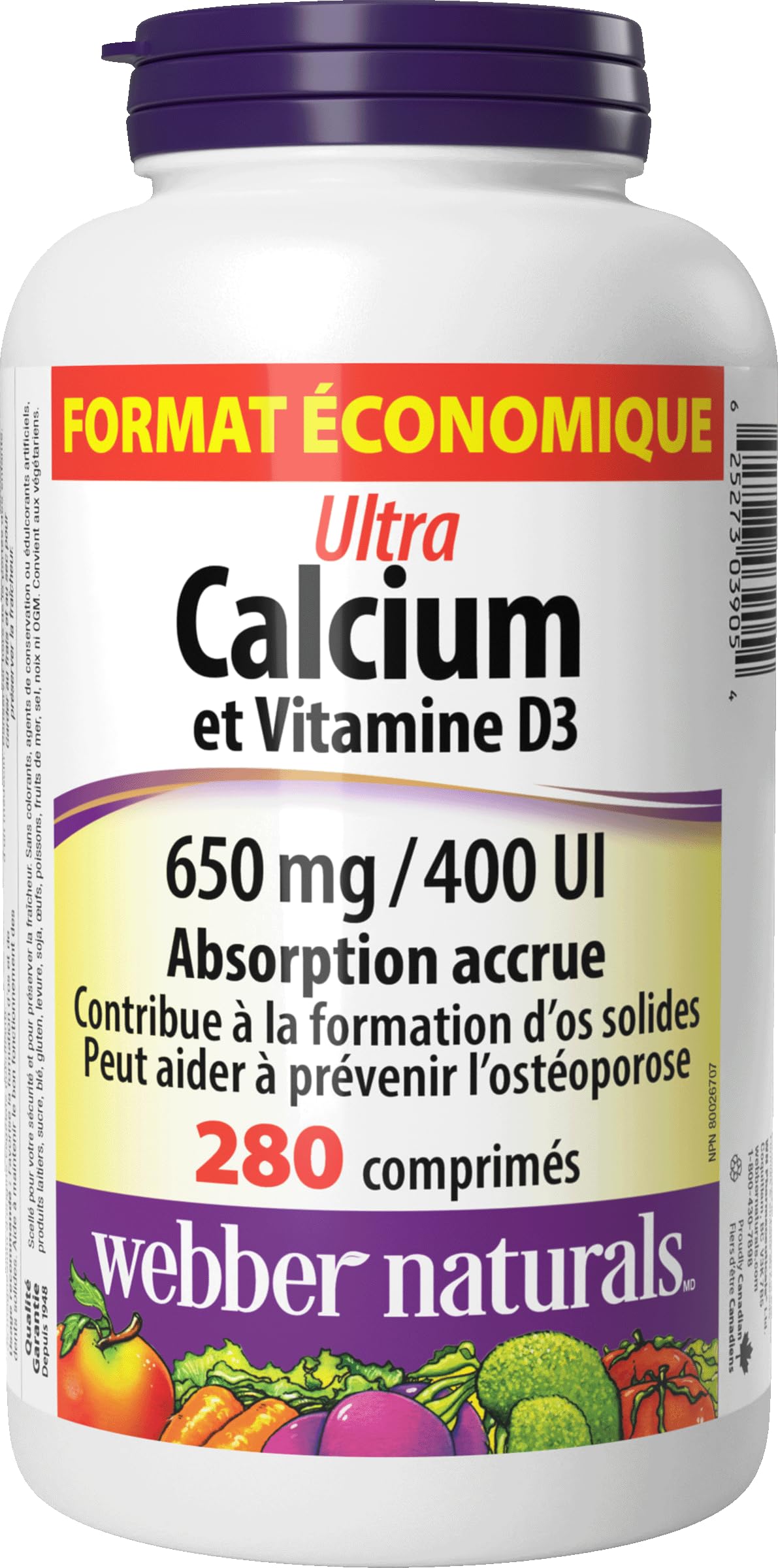 Webber Naturals Calcium Ultra with Vitamin D3, Enhanced Absorption, 280 Tablets, Helps Build Strong Bones, Vegetarian - Available at All In One Marketplace Canada