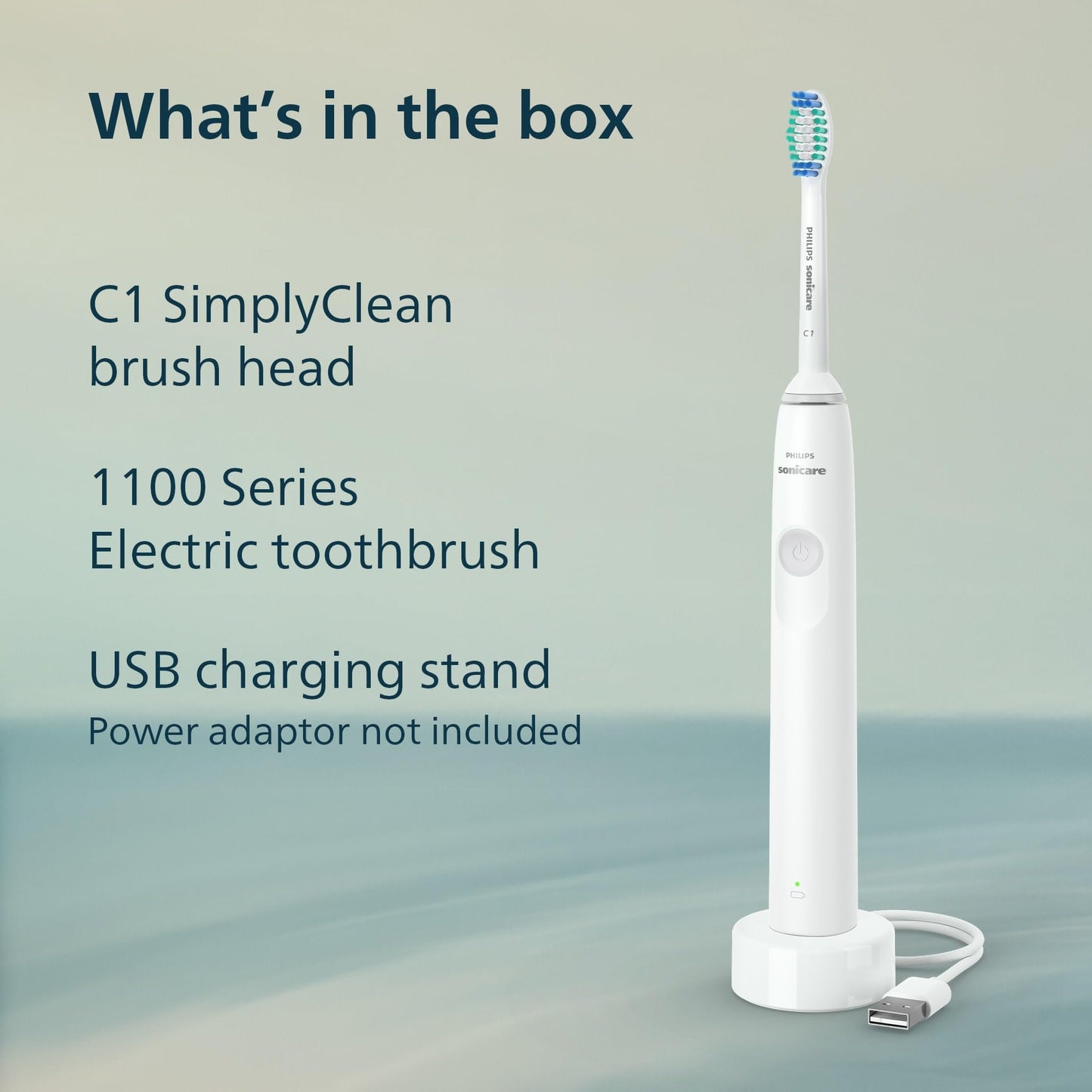 Philips Sonicare 1100 Rechargeable Electric Toothbrush, 1 Brush Head, White Philips Sonicare