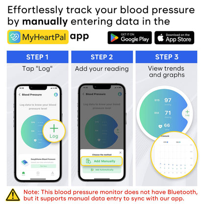 Blood Pressure Monitor for Home Use: Easy@Home Upper Arm Large Cuff BP Machine - Automatic Tensiometer with 3-Color Backlit Hypertension Display and 2 Users, Supports Free MyHeartPal App Scan, EBP-095 - Available at All In One Marketplace Canada