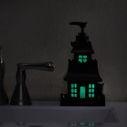 SKL Home Halloween Haunted House Glow-in-The-Dark Soap Dispenser, Black