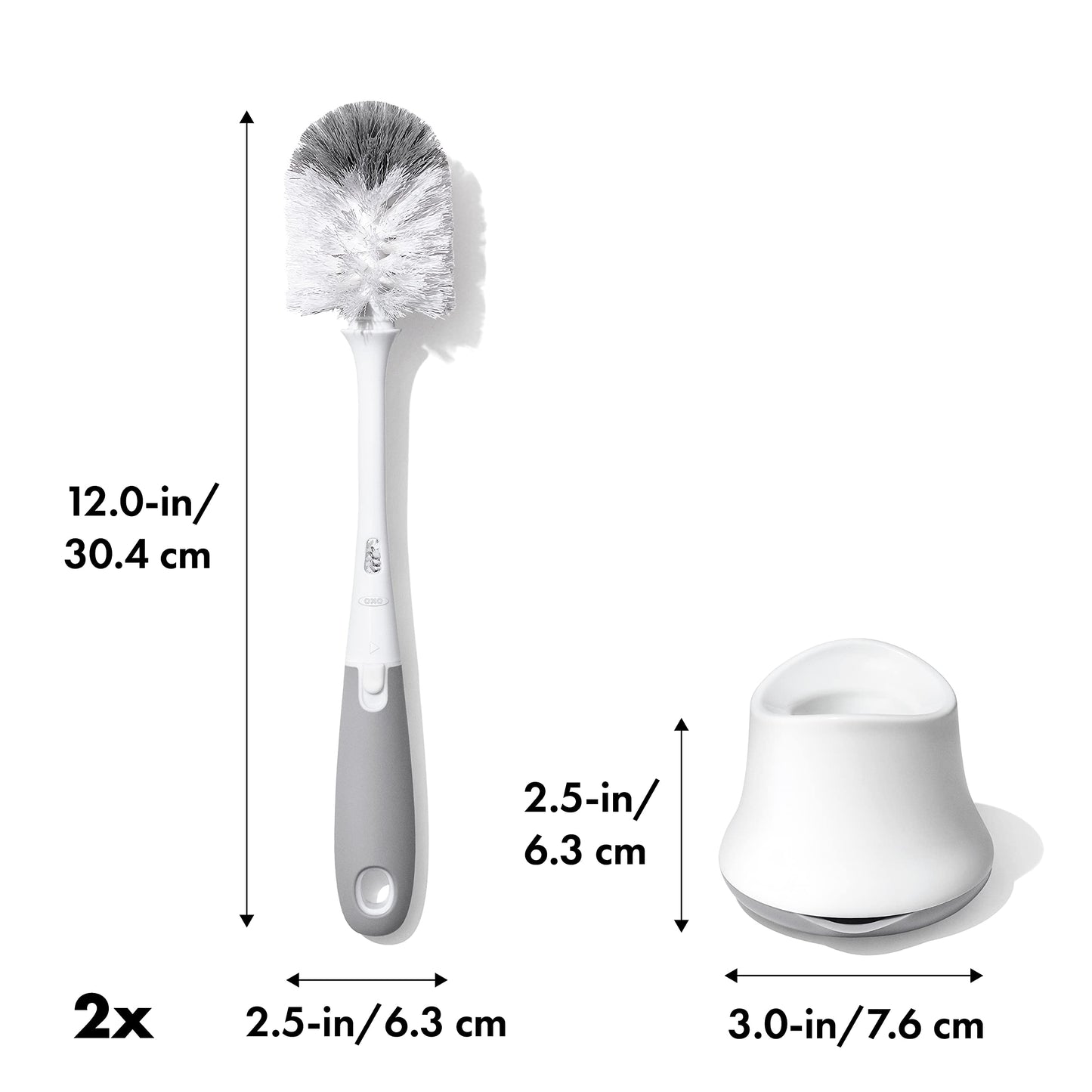 OXO Tot Bottle Brush with Nipple Cleaner and Stand – Gray, 2-Pack OXO Tot