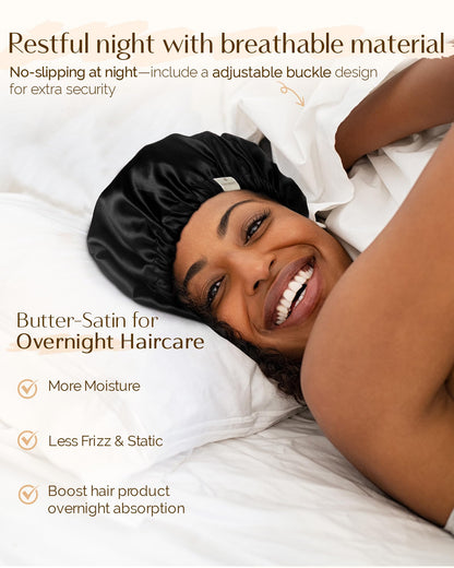 YANIBEST Silk Bonnet Satin Bonnet for Sleeping Women and Men, Adjustable Double Layer Hair Bonnet for Curly Hair Pink