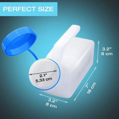 Urinals for Men Glow in the Dark Lid by Tilcare (1 Pack) - 32oz/1000mL Thick Plastic Mens Bedpan Bottle with Screw-on Lid - Spill Proof Urinary Chamber - Male Portable Travel Pee Bottles - Available at All In One Marketplace Canada