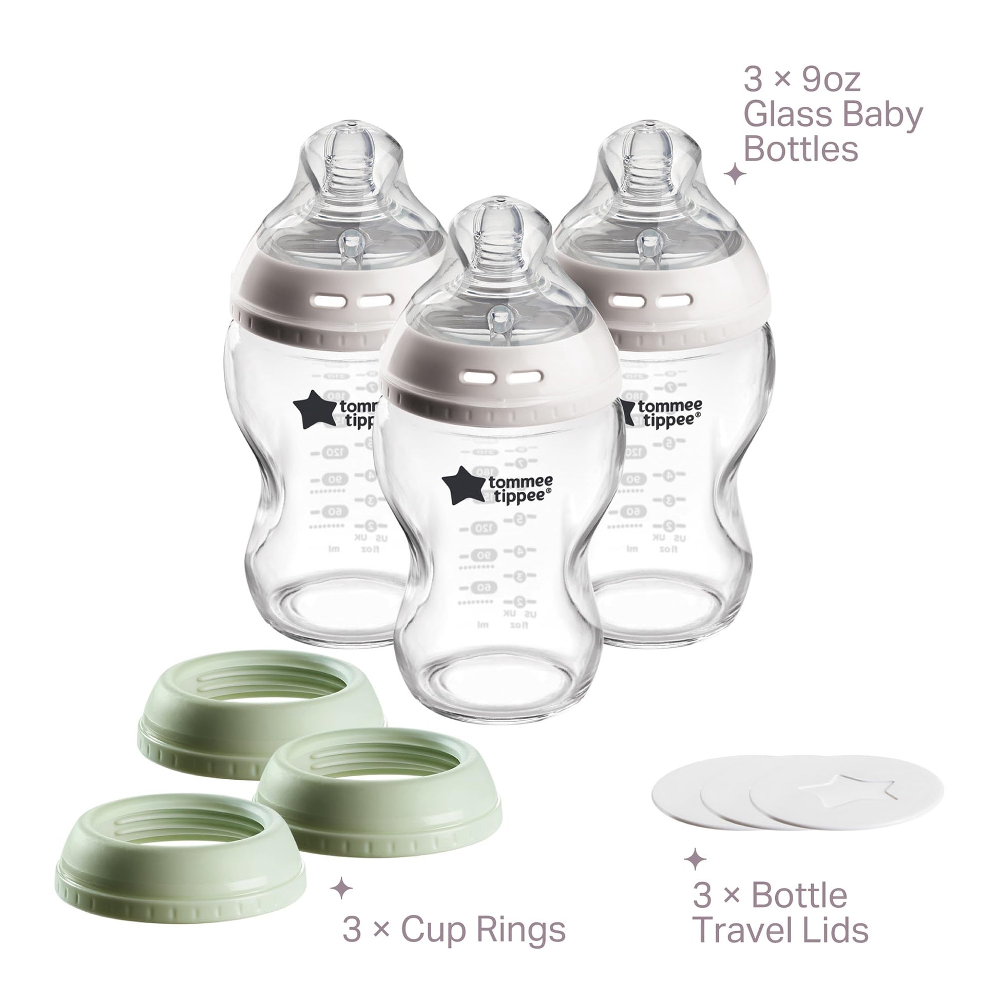 Tommee Tippee Natural Start Glass Baby Bottles, 0m+, 9oz/260ml Tommee Tippee
