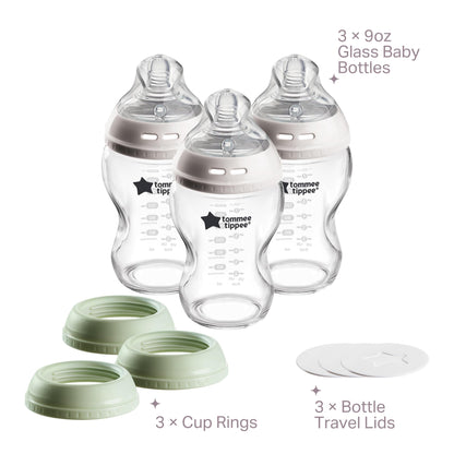 Tommee Tippee Natural Start Glass Baby Bottles, 0m+, 9oz/260ml Tommee Tippee