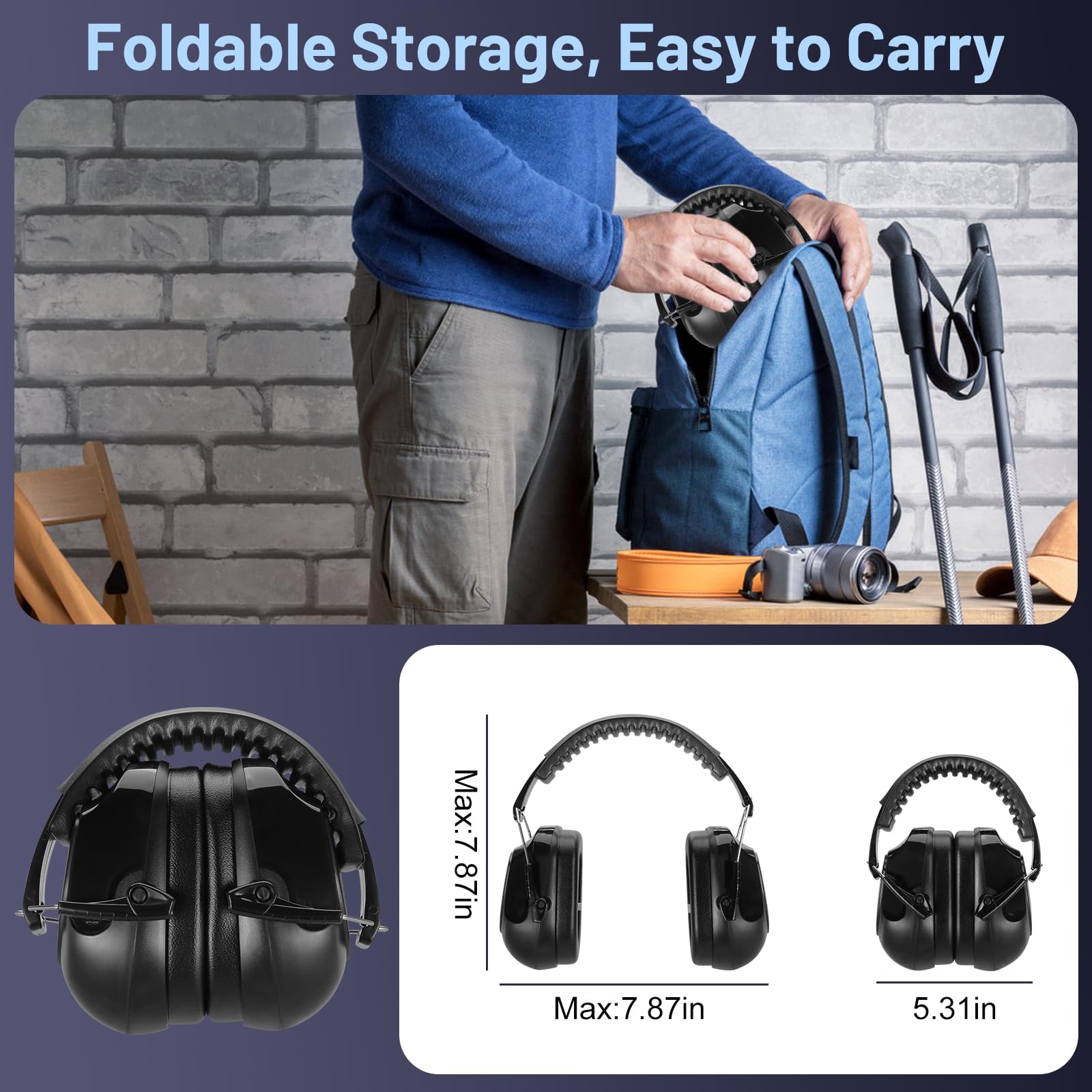 Floriogra 2 Pack Ear Protection Ear Muffs Noise Reduction, SNR 35dB Hearing Protection Earmuffs, Noise Cancelling Ear Muffs, Noise Cancelling Headphones for Autism,for Shooting, Mowing, Hunting - Available at All In One Marketplace Canada