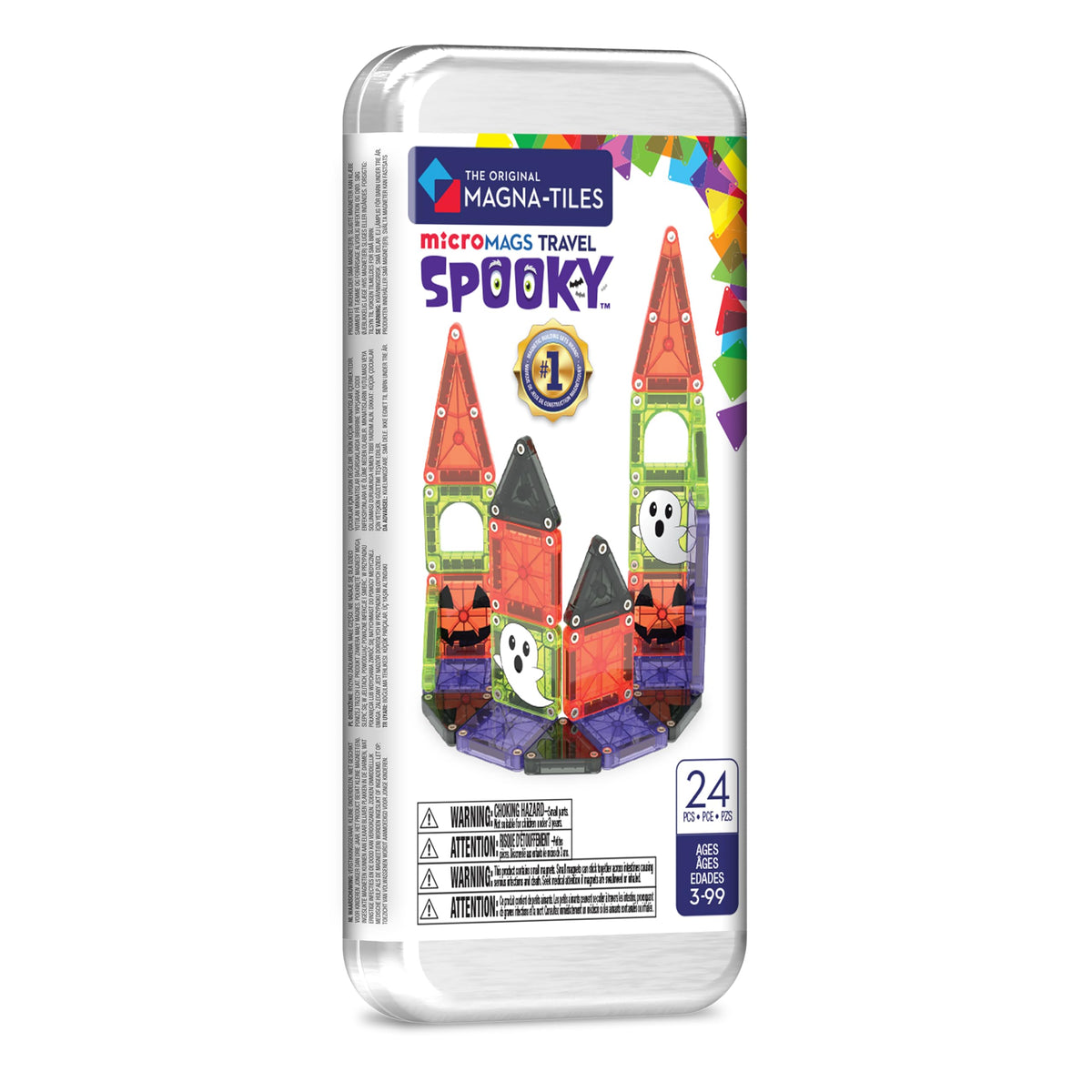 Magna-Tiles microMAGS 24-Piece Spooky Travel Set, The Original Magnetic Building Brand