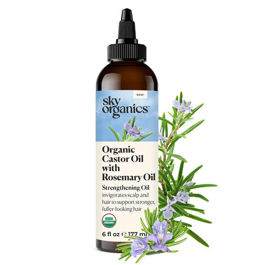 Sky Organics USDA Organic Castor Oil and Rosemary Oil, Strengthening Hair Oil Blend, Pure & Potent, Hexane-Free, Invigorates Scalp, Supports Fuller-Looking Hair, 6 fl oz - Available at All In One Marketplace Canada