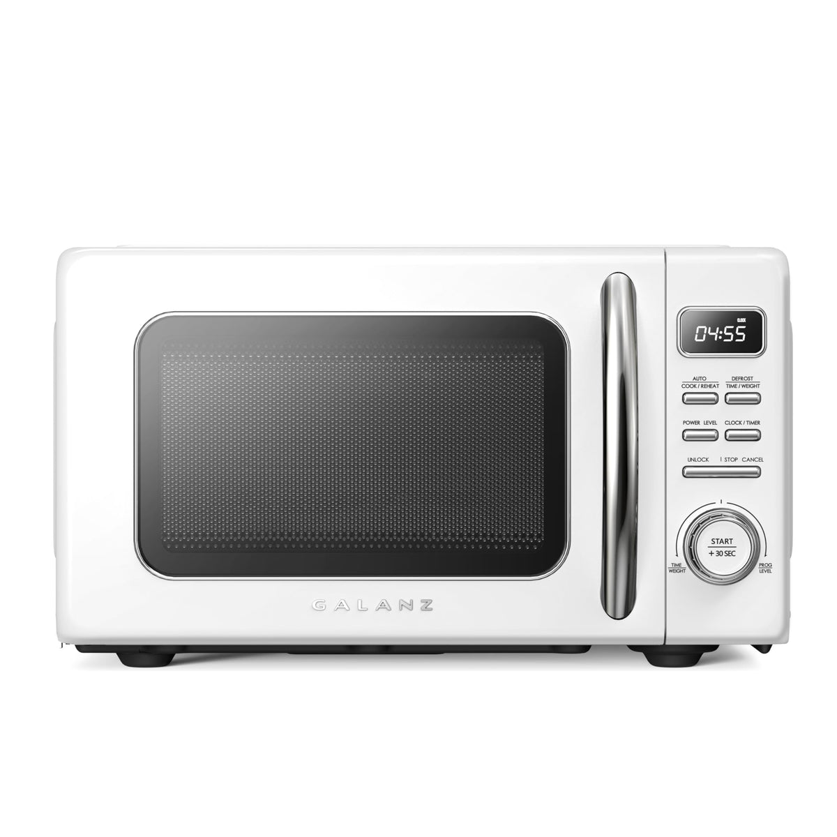 Galanz GLCMKZ07WER07 Retro Countertop Microwave Oven with Auto Cook & Reheat, Defrost, Quick Start Functions, Easy Clean with Glass Turntable, Pull Handle,0.7 cu ft, White