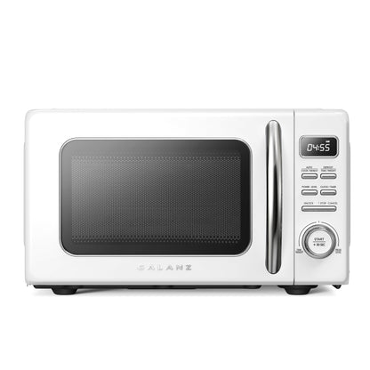 Galanz GLCMKZ07WER07 Retro Countertop Microwave Oven with Auto Cook & Reheat, Defrost, Quick Start Functions, Easy Clean with Glass Turntable, Pull Handle,0.7 cu ft, White