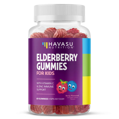 Elderberry Gummies Kids for Cold and Flu Relief | Immune Booster for Kids | Sambucol Black Elderberry Syrup Gummy with Zinc and Vitamin C | Cough, Fever & Sore Throat Support with Antioxidants | 60ct - Available at All In One Marketplace Canada