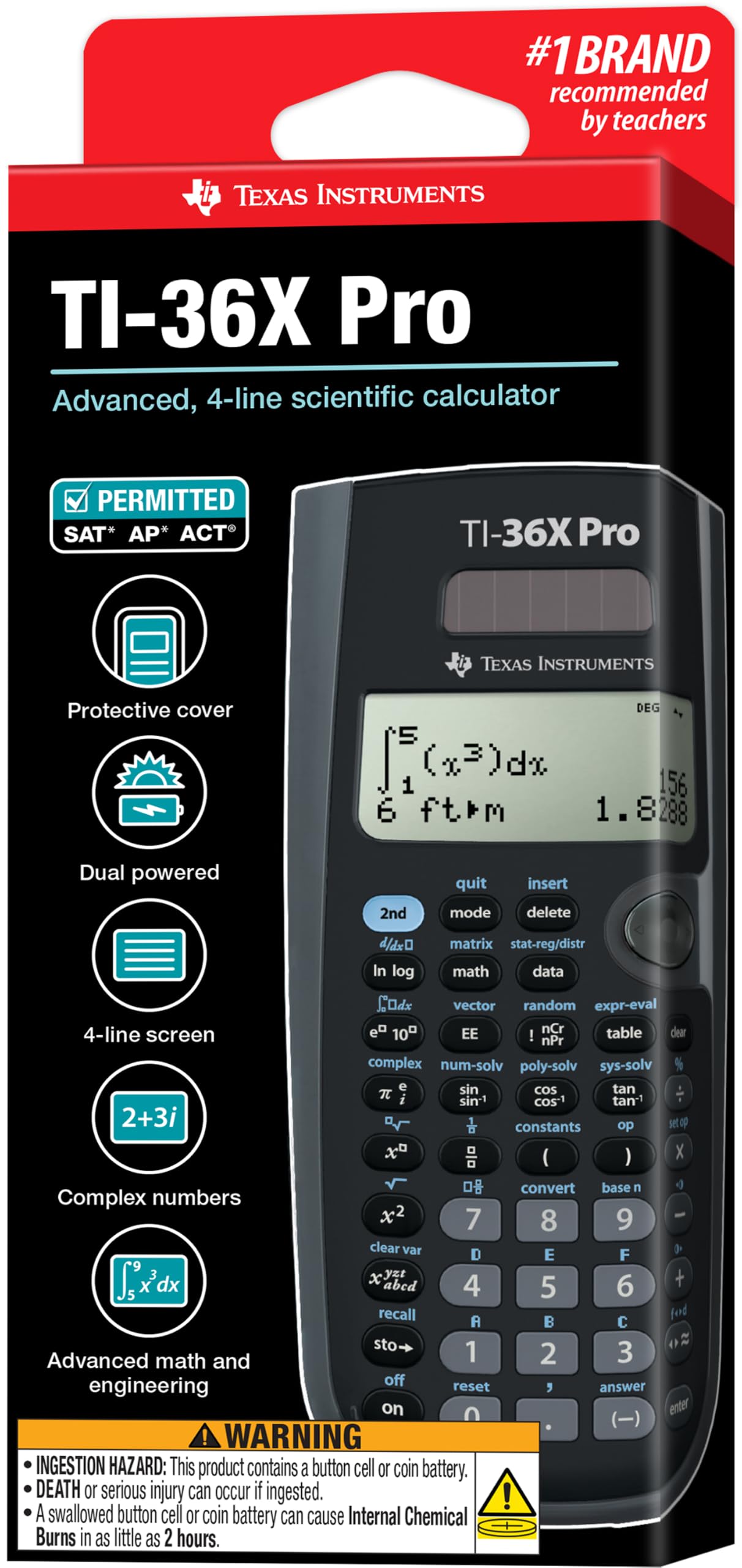 Texas Instruments TI-36X Pro Engineering/Scientific Calculator, Black, 9.7 Inch Texas Instruments