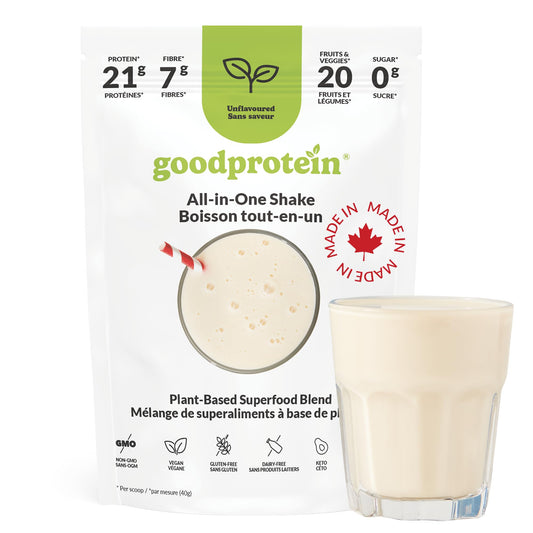 Good Protein Vegan Plant-based Protein Powder 100% Natural, Non-GMO, Dairy-free, Gluten-free, Soy-free, No Added Sugar and Nothing Artificial. Unflavoured All-in-One Shake 400 grams
