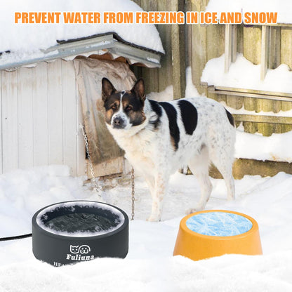Fuliuna Heated Water Bowl, Outdoor Heated Dog Bowl with Chew Resistant Power Cord, Thermal Bowl Provide Drinkable Water in Winter, Heated Pet Bowl for Dog Cat Rabbit Chicken Duck Squirrel 0.85 Gallon 🍁 All In One Marketplace Canada